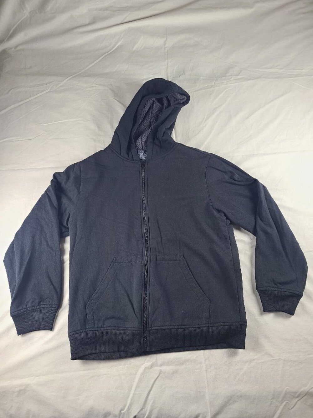 Faded Glory Hooded Zip Up Sweater Boys XXL/2XG Black